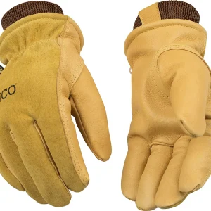 Kinco Large Lined Grain Suede Pigskin Gloves w/Knit Wrist (94HK-L)