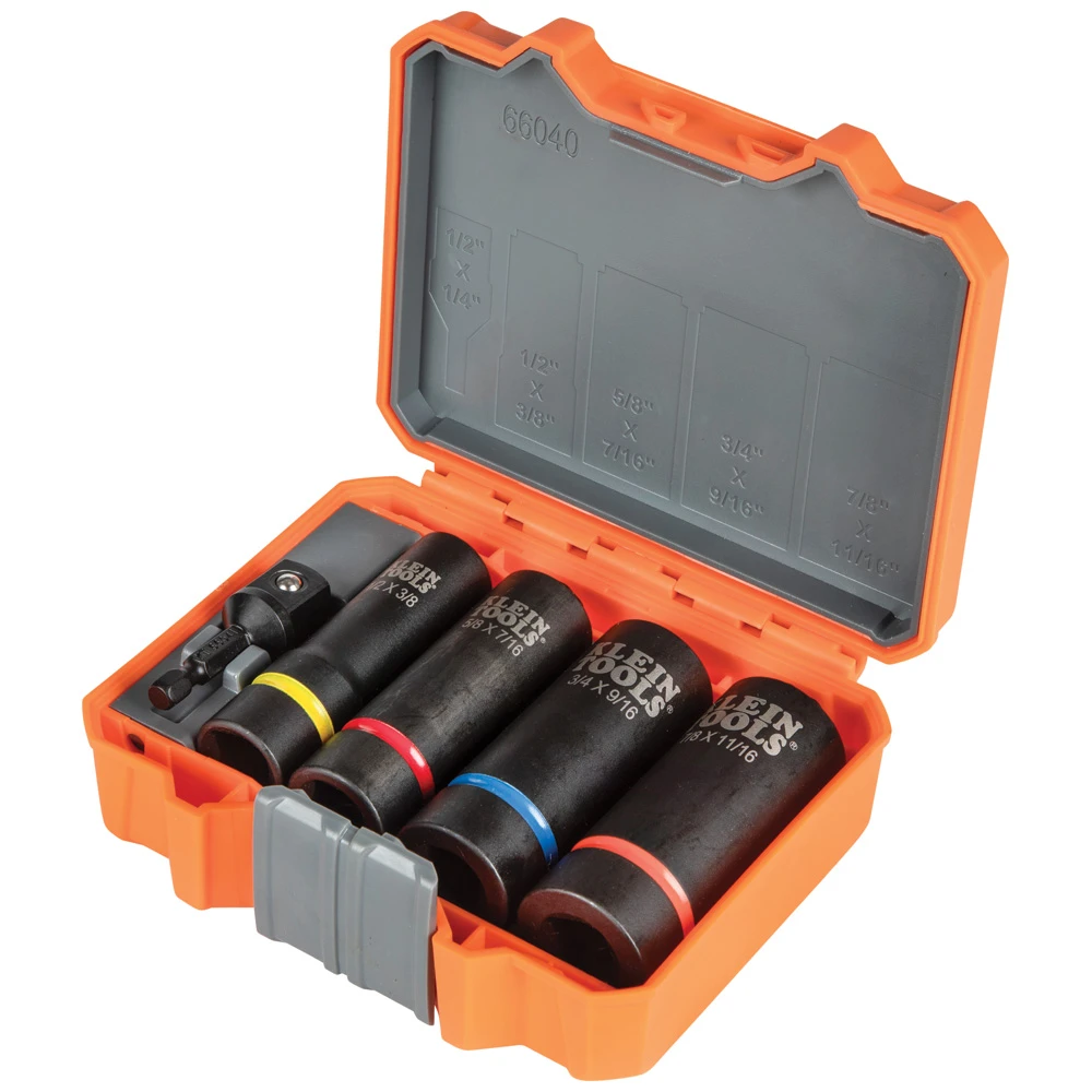 Klein 2-In-1 Impact Socket Set, 12-Point, 5-Piece (66040)