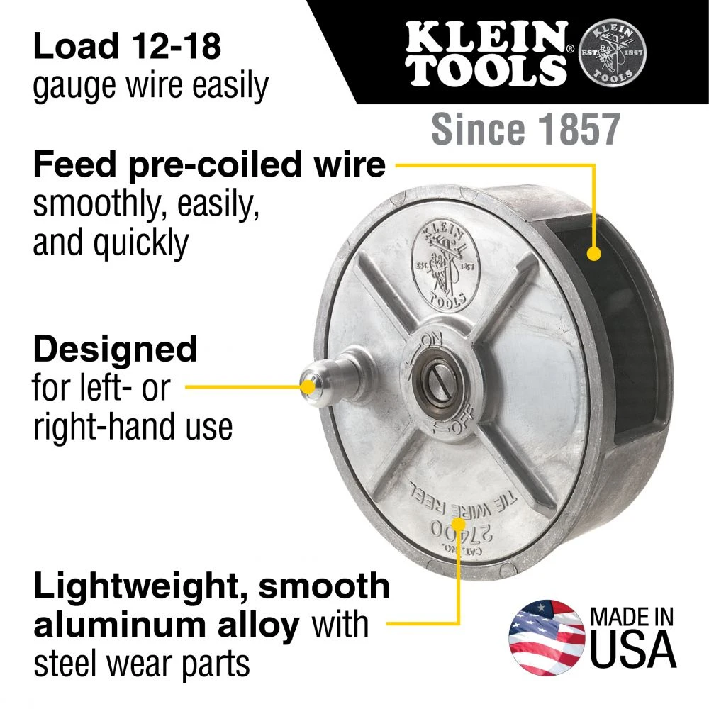 Klein 27400 Tie Wire Reel, Lightweight Aluminum — product image 2