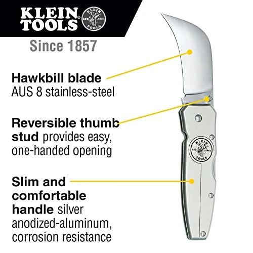 Klein 44006 Lockback Knife 2-5/8-Inch Hawkbill Blade, Aluminum Handle — product image 2