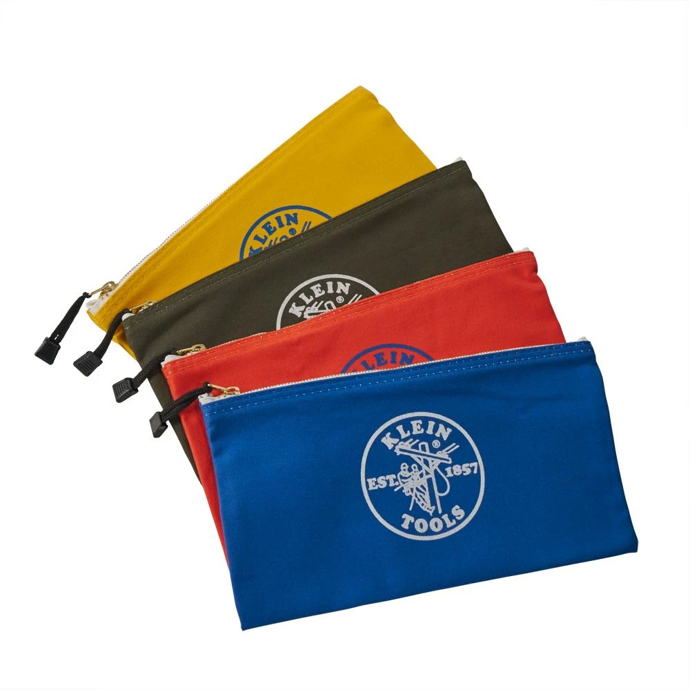 Klein 5140 Zipper Bags, Canvas Tool Pouches Olive/Orange/Blue/Yellow, 4-Pack — product image 3