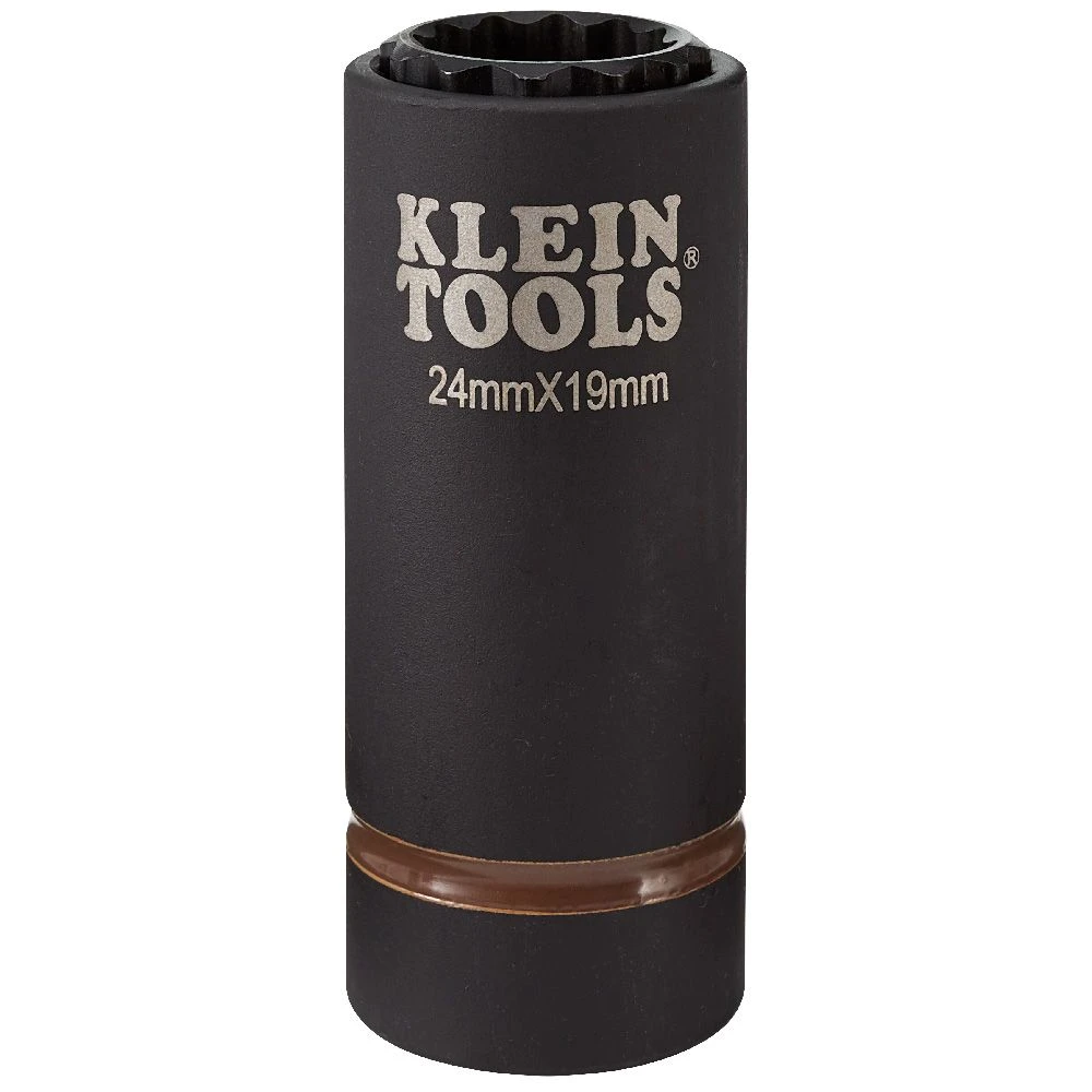 Klein 66052E 2-in-1 Metric Impact Socket, 12-Point, 24 x 19 mm