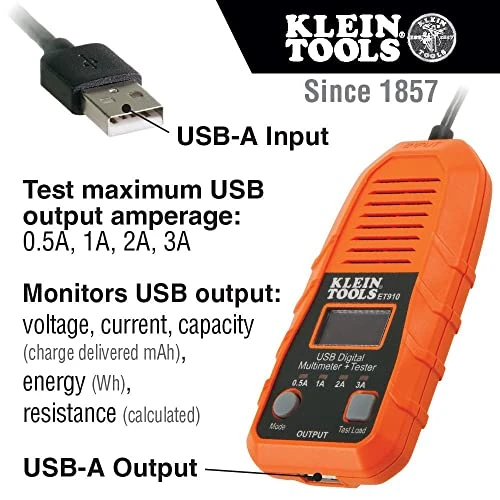 Klein ET910 USB Power Meter and Tester, USB-A Digital Meter for Voltage, Current — product image 2