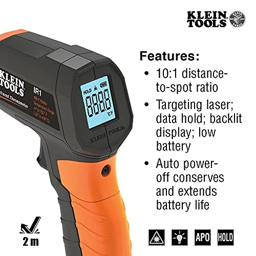 Klein IR1 IR1 Infrared Thermometer, Digital Laser Gun is Non-Contact Thermometer — product image 3
