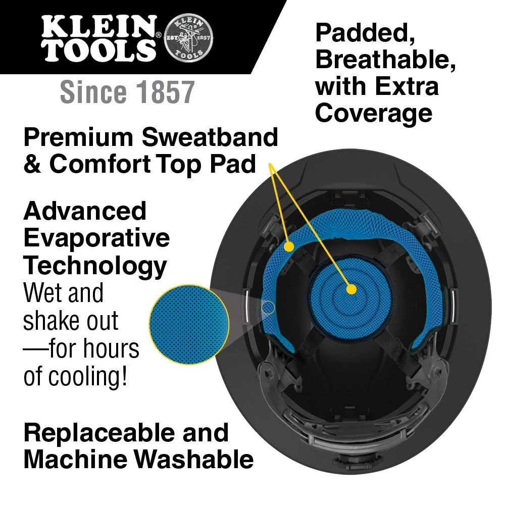 Klein KHHSWTBND2 Hard Hat Sweatband Replacement, Premium KARBN — product image 2