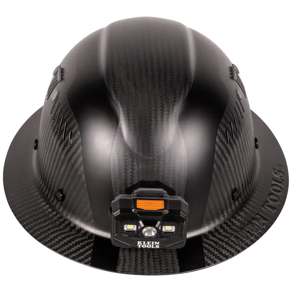 Klein Carbon Fiber Full Brim Hard Hat With Headlamp, Titan (60512) — product image 3