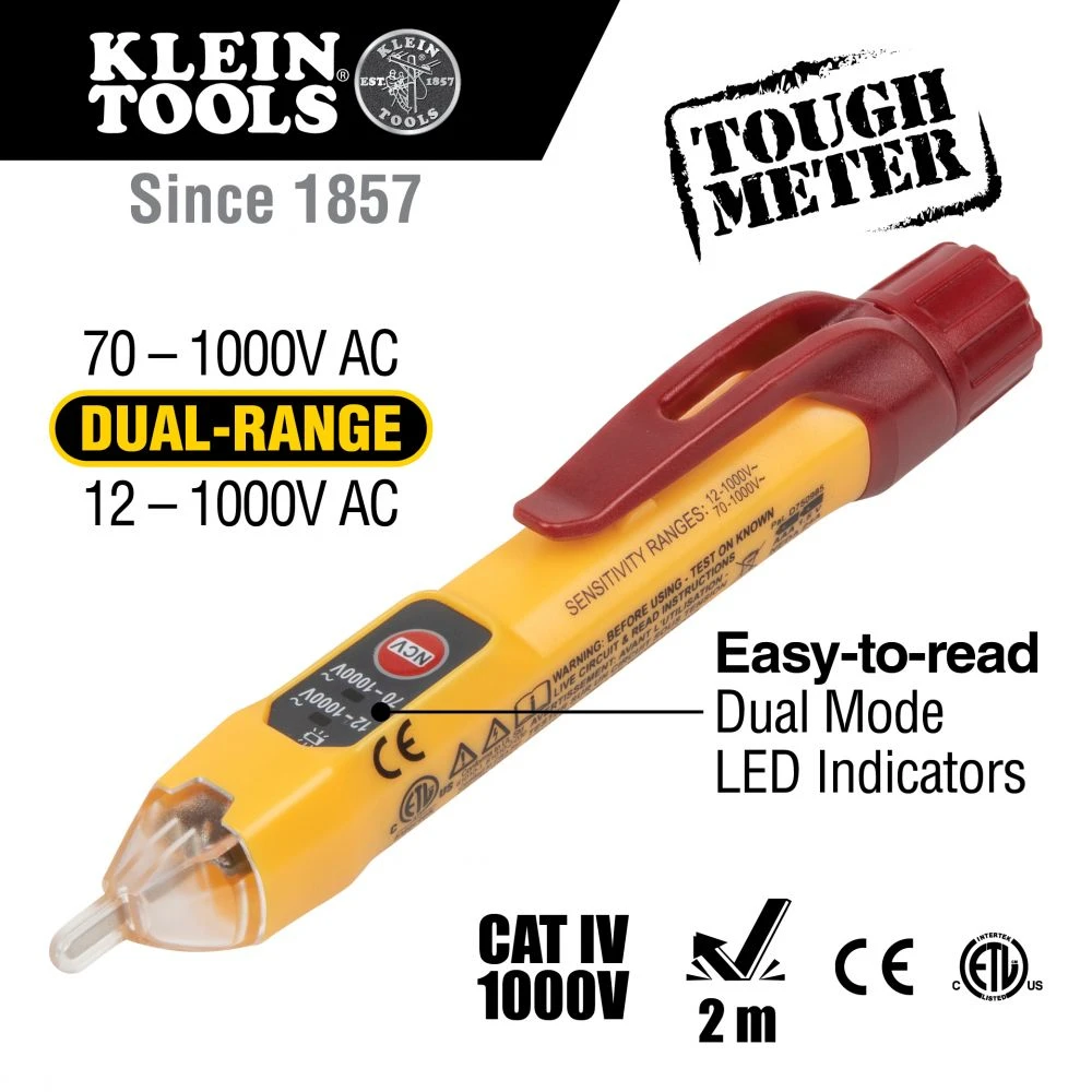 Klein NCVT2P Dual Range Non-Contact Voltage Tester 12 - 1000V AC — product image 2