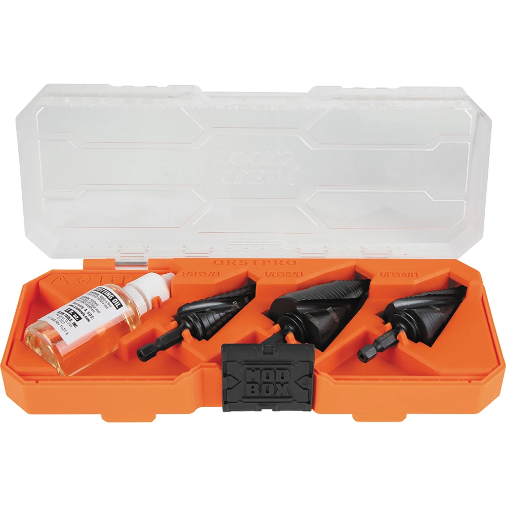 Klein Premium Electrician'S Quick Release Step Bit Set, 3 Piece (QRSTSPRO)