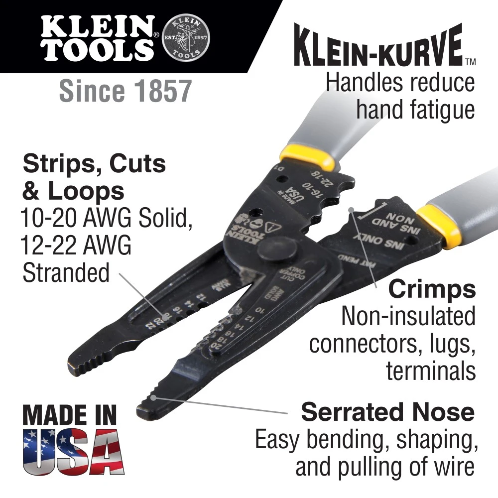 Klein Tools 1009 Long Nose Pliers for Wire Crimping, Cutting and Stripping — product image 2