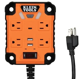 Klein Tools 29601 Magnetic Power Strip w/ Surge Protector, Power Supply w/ Light
