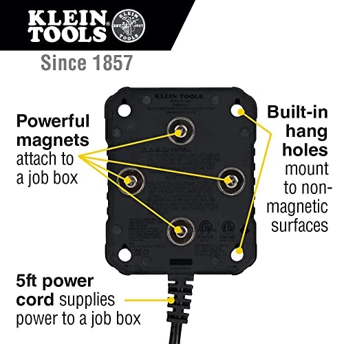 Klein Tools 29601 Magnetic Power Strip w/ Surge Protector, Power Supply w/ Light — product image 3