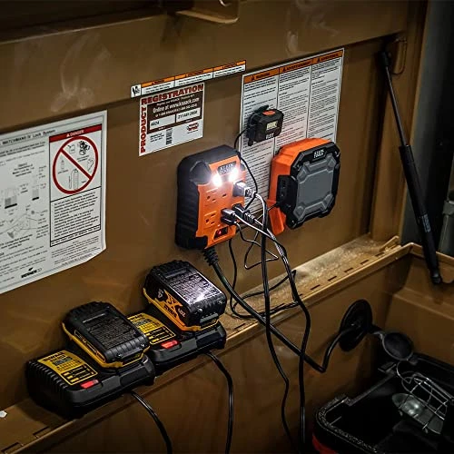 Klein Tools 29601 Magnetic Power Strip w/ Surge Protector, Power Supply w/ Light — product image 4
