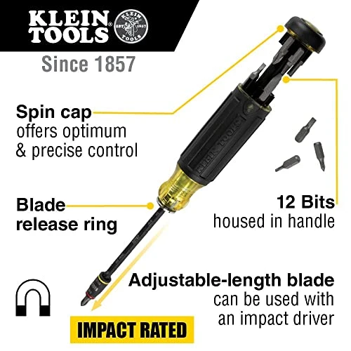 Klein Tools 32304 Screwdriver, 14-in-1 Adjustable Screwdriver with Flip Socket — product image 2