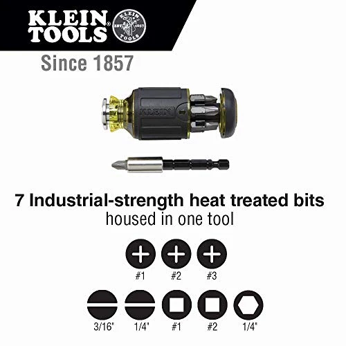 Klein Tools 32308 Multi-bit Stubby Screwdriver, Impact Rated 8-in-1 Adjustable — product image 3