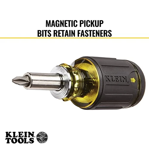 Klein Tools 32308 Multi-bit Stubby Screwdriver, Impact Rated 8-in-1 Adjustable — product image 5