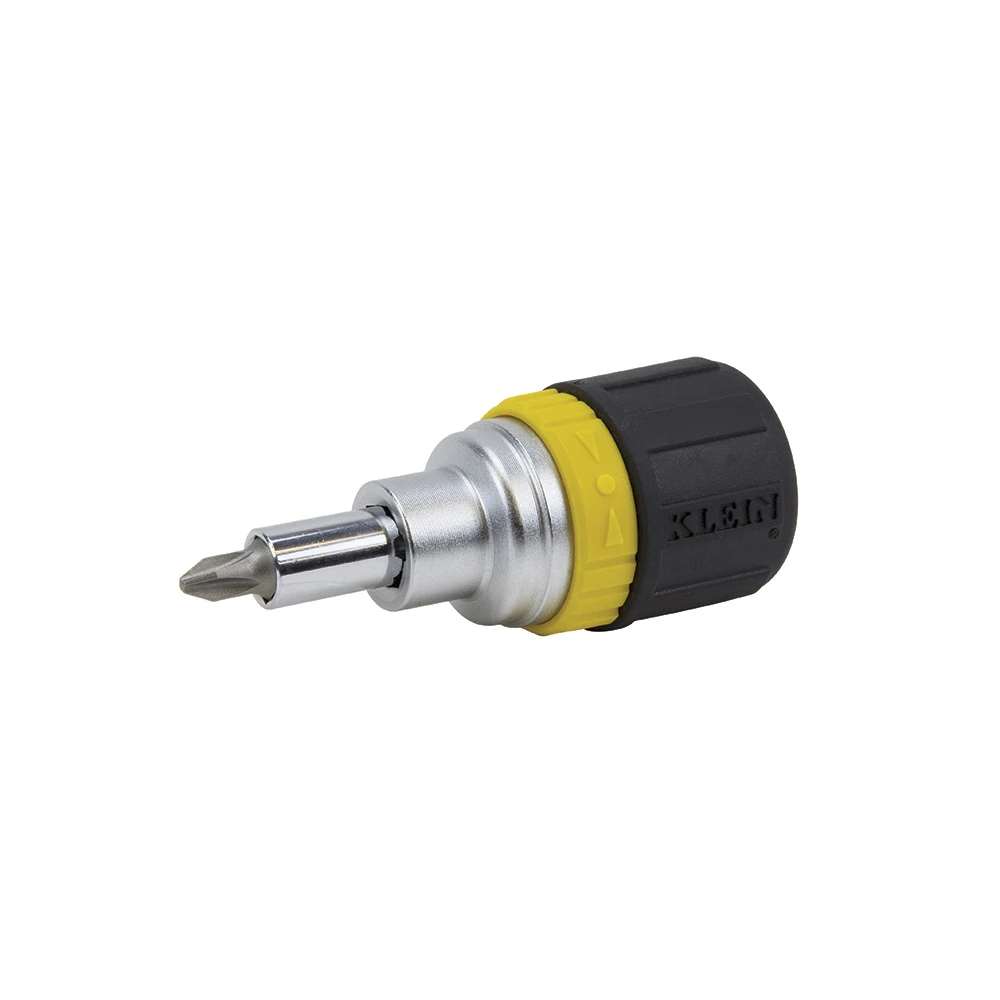 Klein Tools 32593 6-in-1 Ratcheting Stubby Screwdriver- Cushion Grip Handle — product image 2