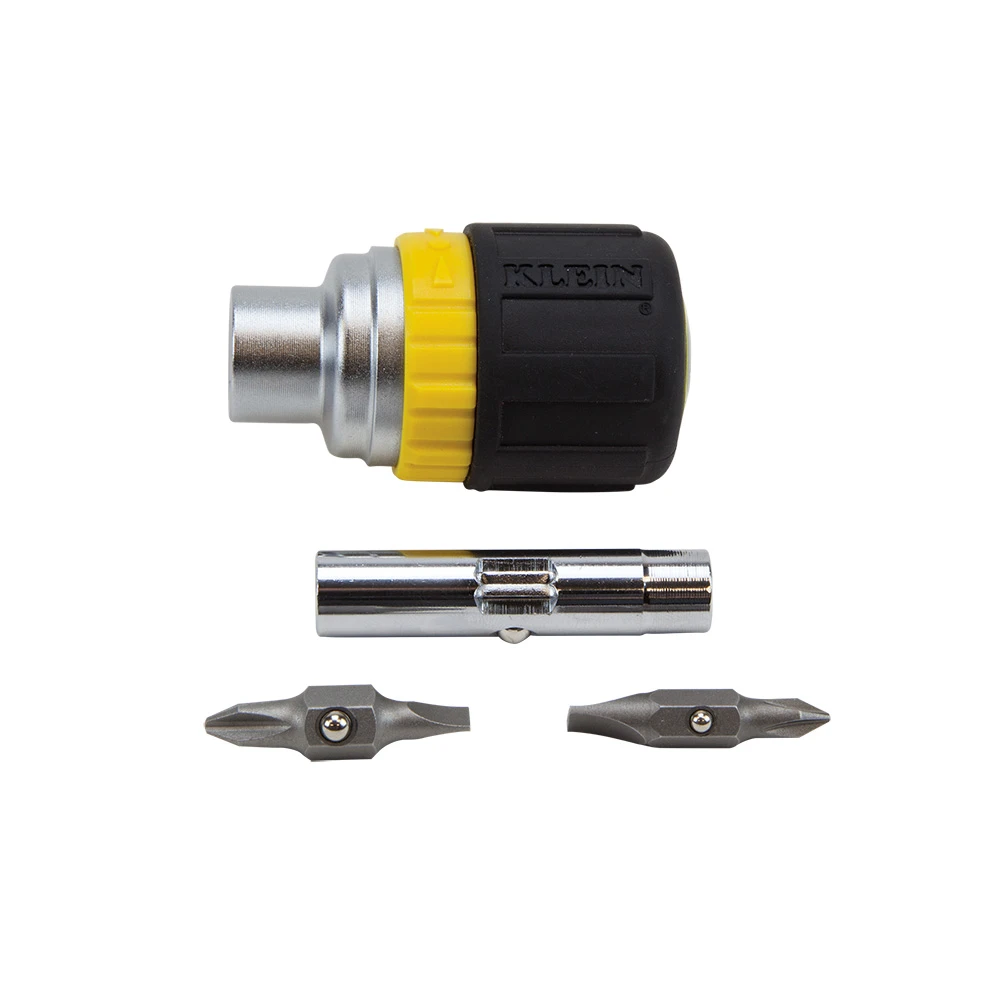 Klein Tools 32593 6-in-1 Ratcheting Stubby Screwdriver- Cushion Grip Handle — product image 5