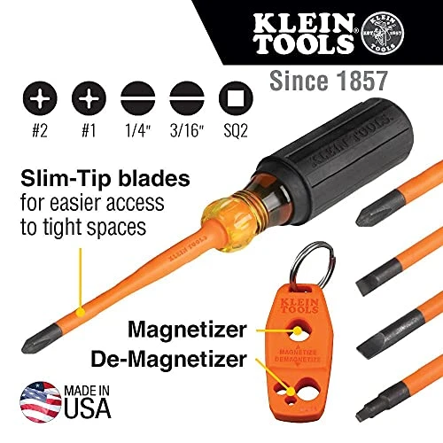 Klein Tools 33736INS Insulated Screwdriver Set, 1000V Slim-Tip Driver, 6-Piece — product image 2