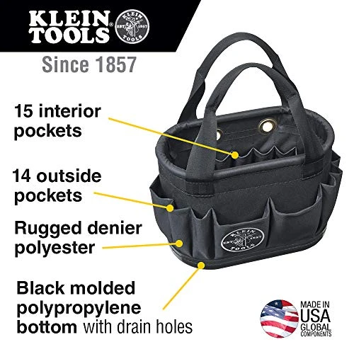 Klein Tools 5144BHB14OS Hard-Body Bucket, Aerial Oval Tool Bucket w/ Drain Holes — product image 2