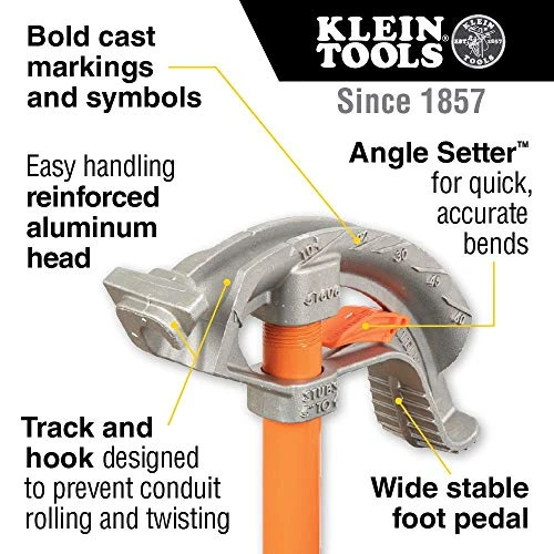 Klein Tools 51606 Aluminum Conduit Bender Full Assembly, 1/2" EMT, Angle Setter — product image 2