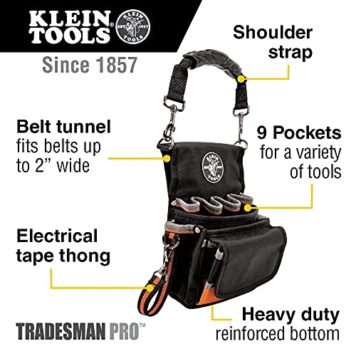 Klein Tools 5242 Tool Pouch, Tradesman Pouch Thong, Reinforced Bottom, 9 Pockets — product image 2