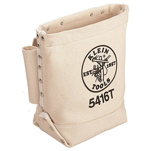 Klein Tools 5416T Tool Bag, Bull-Pin & Bolt Pouch, No. 4 Canvas with Connection