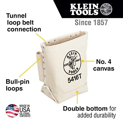 Klein Tools 5416T Tool Bag, Bull-Pin & Bolt Pouch, No. 4 Canvas with Connection — product image 2