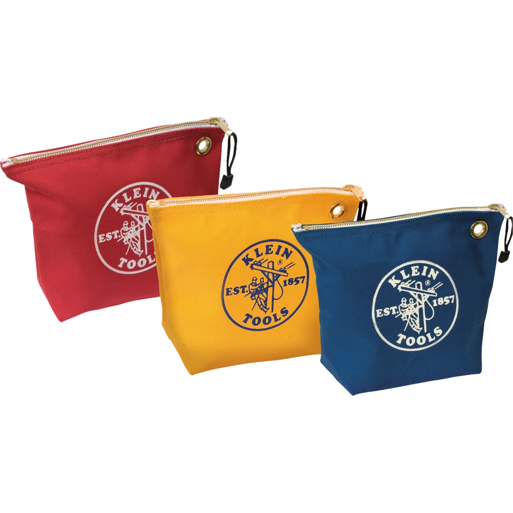 Klein Tools 5539CPAK 3.5 in. Assorted Canvas Zipper Tool Bag (3-Pack)