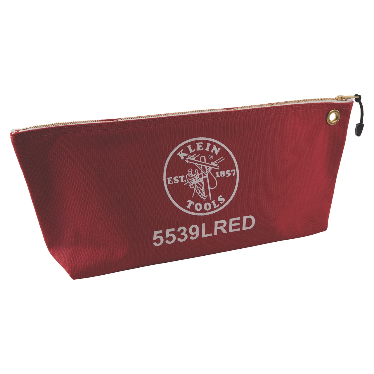 Klein Tools 5539LRED Canvas Zipper Pouch 16-Inch Tool Bag Storage Organizer, Red