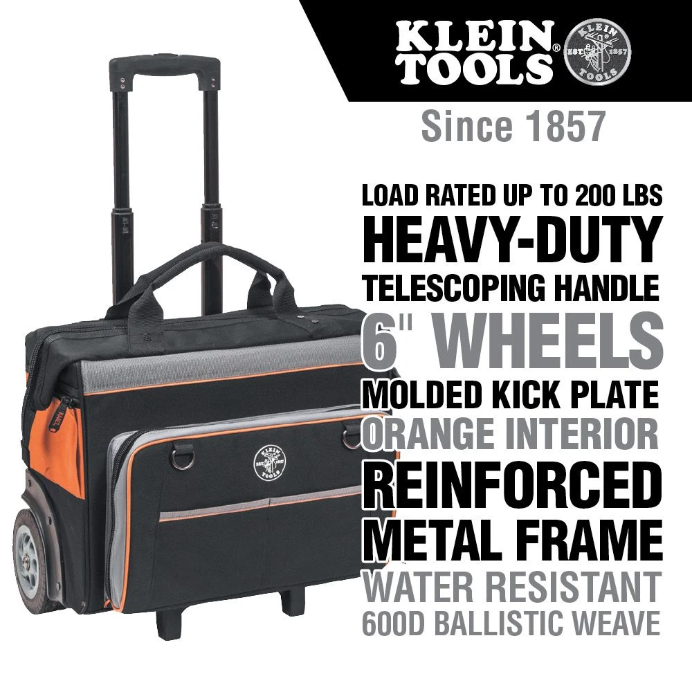Klein Tools 55452RTB Tool Bag, Tradesman Pro Rolling Tool Bag, 24 Pockets, 19" — product image 2