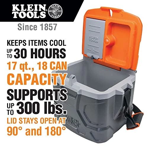 Klein Tools 55600 Work Cooler, 17-Quart Lunch Box Holds 18 Cans, Keeps Cool 30Hr — product image 2