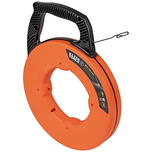 Klein Tools 56334 Fish Tape, Steel Wire Puller with Double Loop Tip, Opt Housing