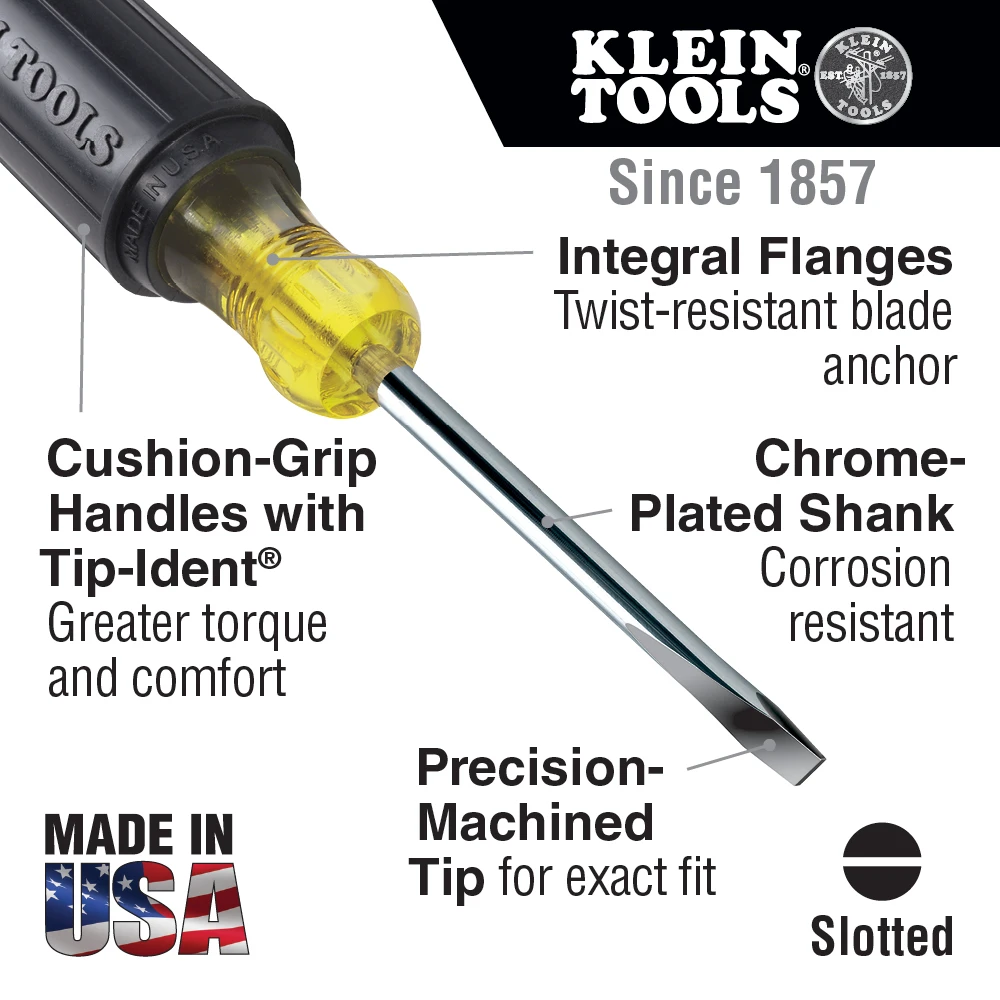Klein Tools 600-6 5/16 in. Flat Head Screwdriver with 6 in. Square Shank — product image 2