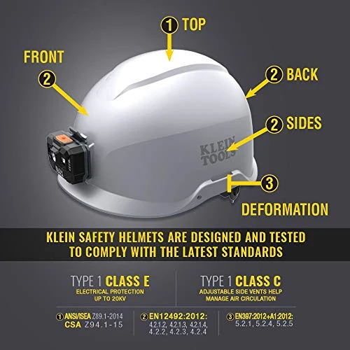 Klein Tools 60150 Safety Helmet, Vented, Rechargeable Headlamp, Tested to Tough — product image 3