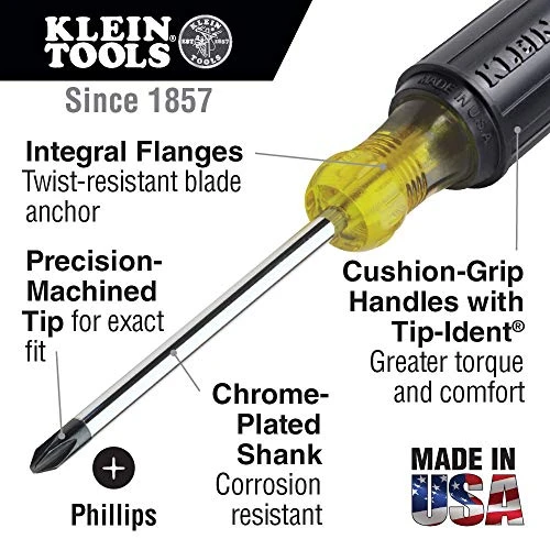 Klein Tools 603-7 #2 Phillips Screwdriver 7-Inch Round Shank — product image 2