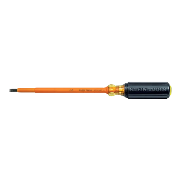 Klein 605-7-INS screwdriver with long orange-insulated shank