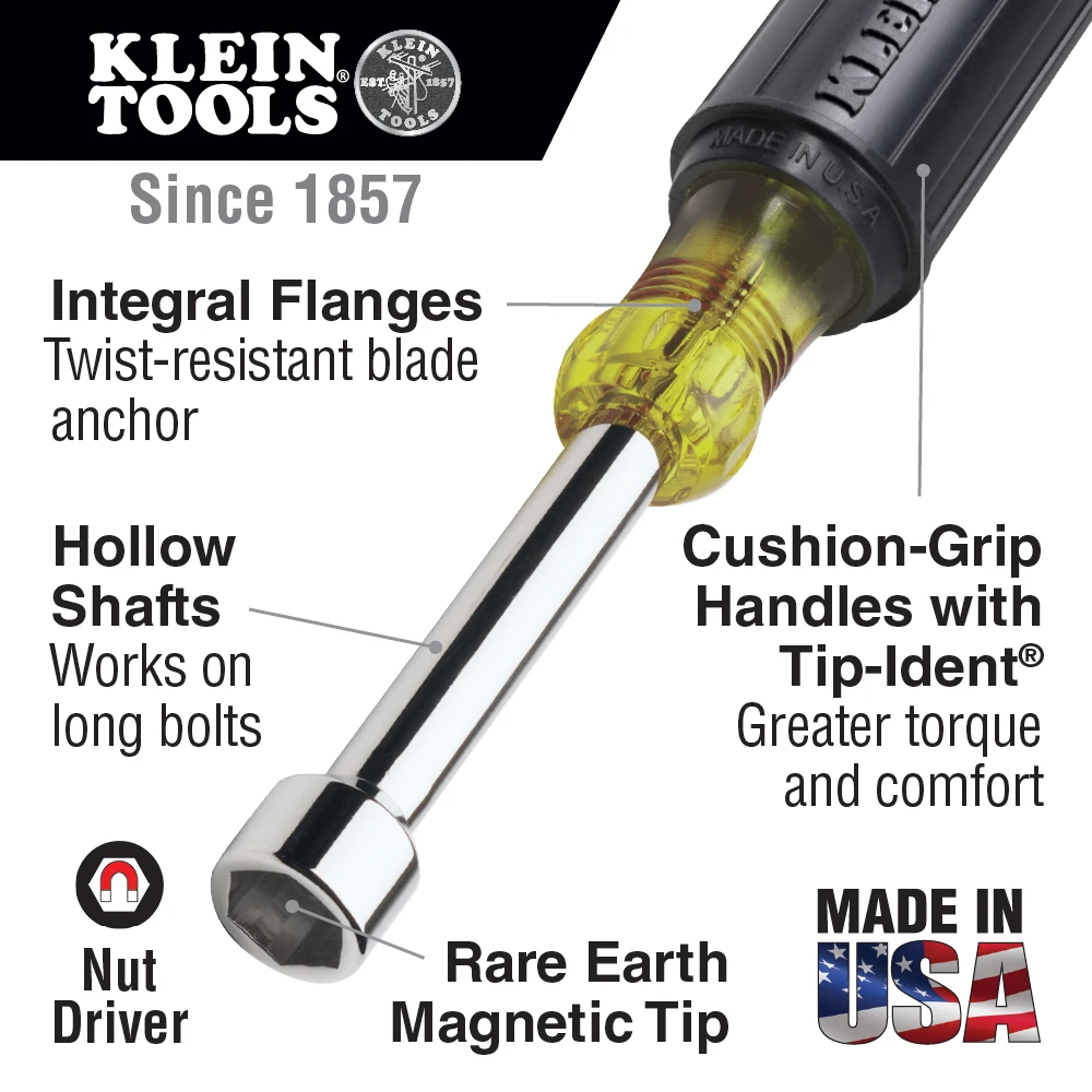 Klein Tools 610M Magnetic Stubby Nut Driver Set 1-1/2-Inch Shafts 2-Piece — product image 2