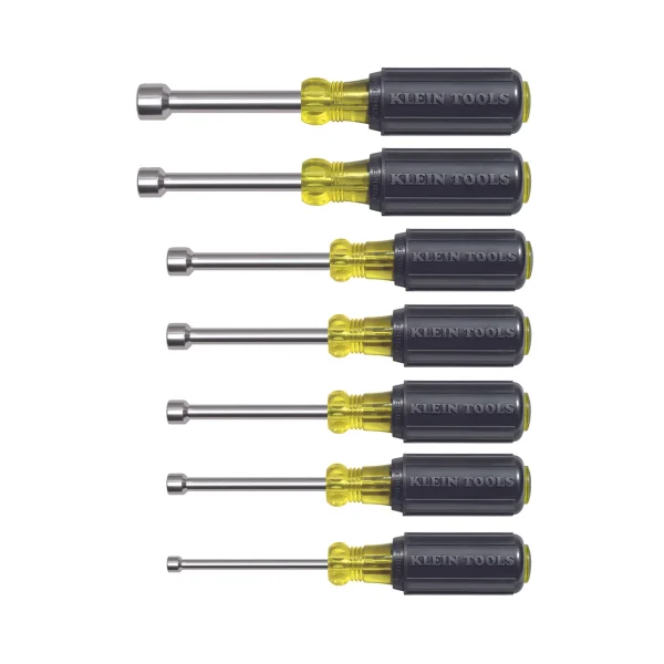 Klein Tools 631M 7-Piece Magnetic Nut Driver Set with 3 in. Hollow Shafts