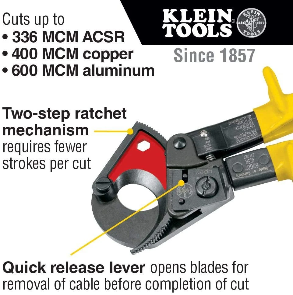 Klein Tools 63607 Ratcheting ACSR Cable Cutter — product image 2