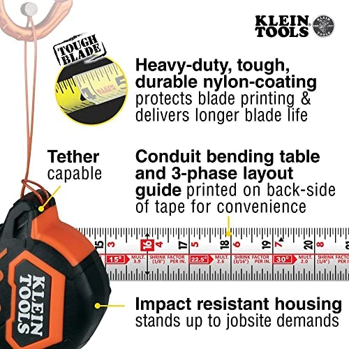 Klein Tools 9216 Tape Measure, 16-Foot Double-Hook Double-Sided Measuring Tape — product image 3