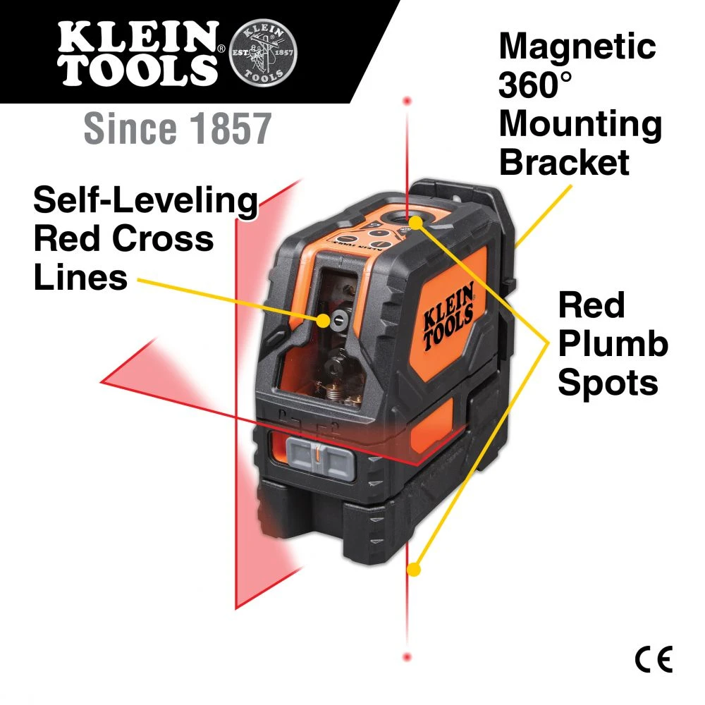 Klein Tools 93LCLS Laser Level, Self-Leveling Red Cross-Line Level & Plumb Spot — product image 2