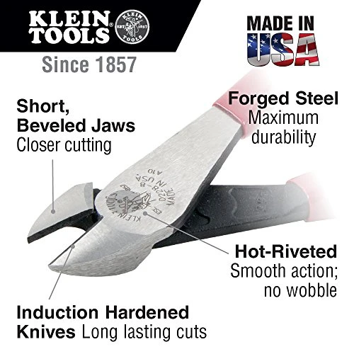 Klein Tools D228-8 Pliers, Diagonal Cutting Pliers w/ Short Jaw & Beveled Knives — product image 2