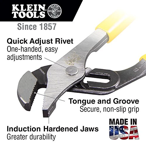 Klein Tools D502-6 Pump Pliers, Dipped 6-Inch Tongue and Groove, Yellow — product image 2