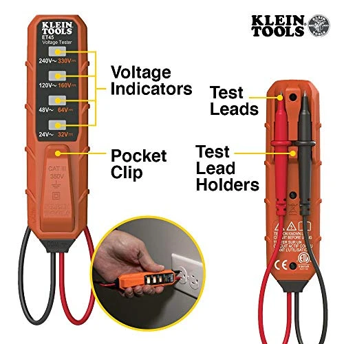 Klein Tools ET45 Voltage Tester, AC Voltage and DC Voltage Tester, Low V Tester — product image 3