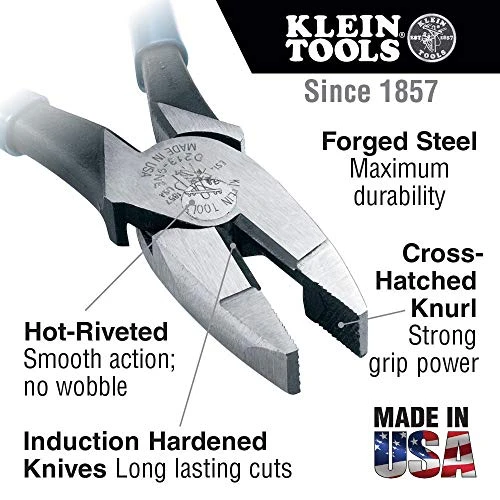 Klein Tools HD2000-9NE Side Cutter Linemans Pliers Cut ACSR, Screws, Nails — product image 2