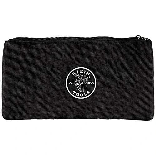 Klein Tools VDV770-500 Nylon Zipper Pouch, Divided Zip Black Bag, Various Use
