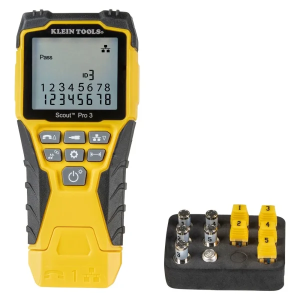 Klein VDV501851 Cable Tester Kit W/Scout Pro 3 Tester, Remotes, Adapter, Battery