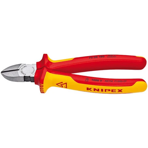Knipex Diagonal Cutter, Insulated with Dual-Component Handles (7008180SBA)