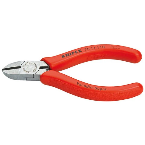 Knipex Diagonal Cutter, Polished, Plastic-Coated, 4-1/4 in (7011110)