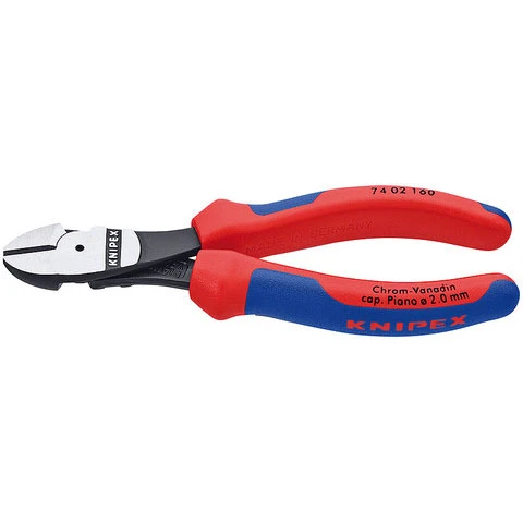 Knipex High Leverage Diagonal Cutter, 6-1/4" Black, Multi-Component Grips (7402160)